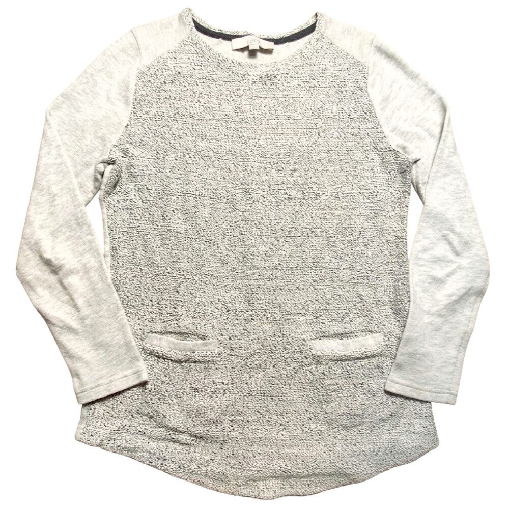 LOFT Sweater Womens Medium Gray Knit Tunic Pockets Soft Casual